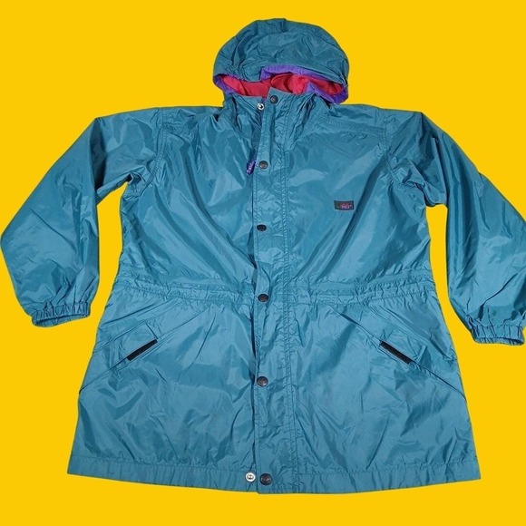 REI Other - REI Elements Rain Jacket Kids Large 12/14 Teal Parka Outdoor Vintage 90s